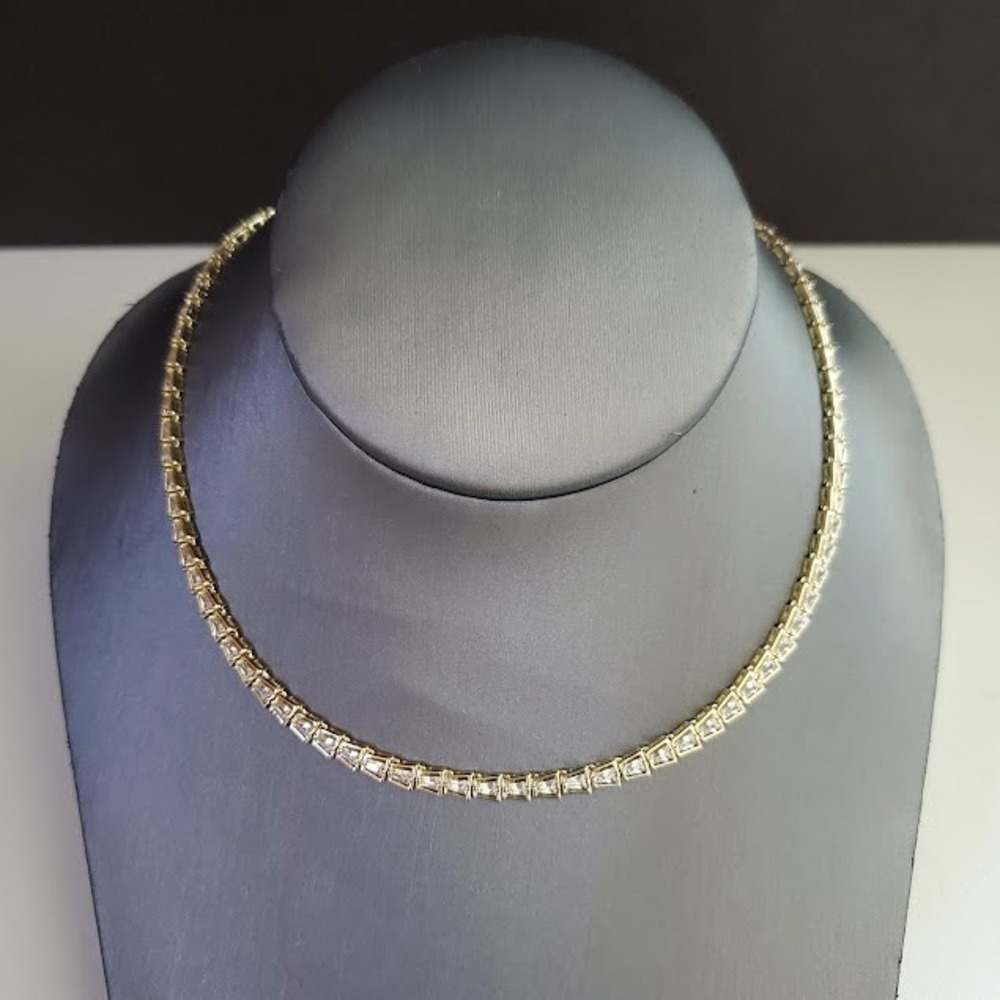 Kendra Scott Bella Tennis Necklace Gold Tone White Cubic Zirconia Formal Gift - Picture 6 of 6